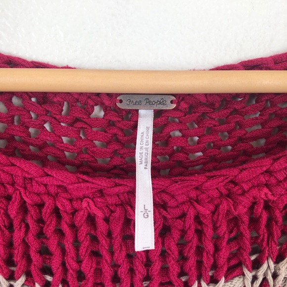 FREE PEOPLE Ruby Red Striped Chunky Knit Sweater - Picture 6 of 9
